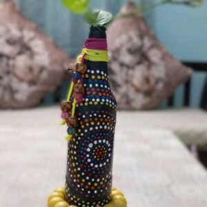 Hand-Painted Dot-Mandala Upcycled Bottle Vase